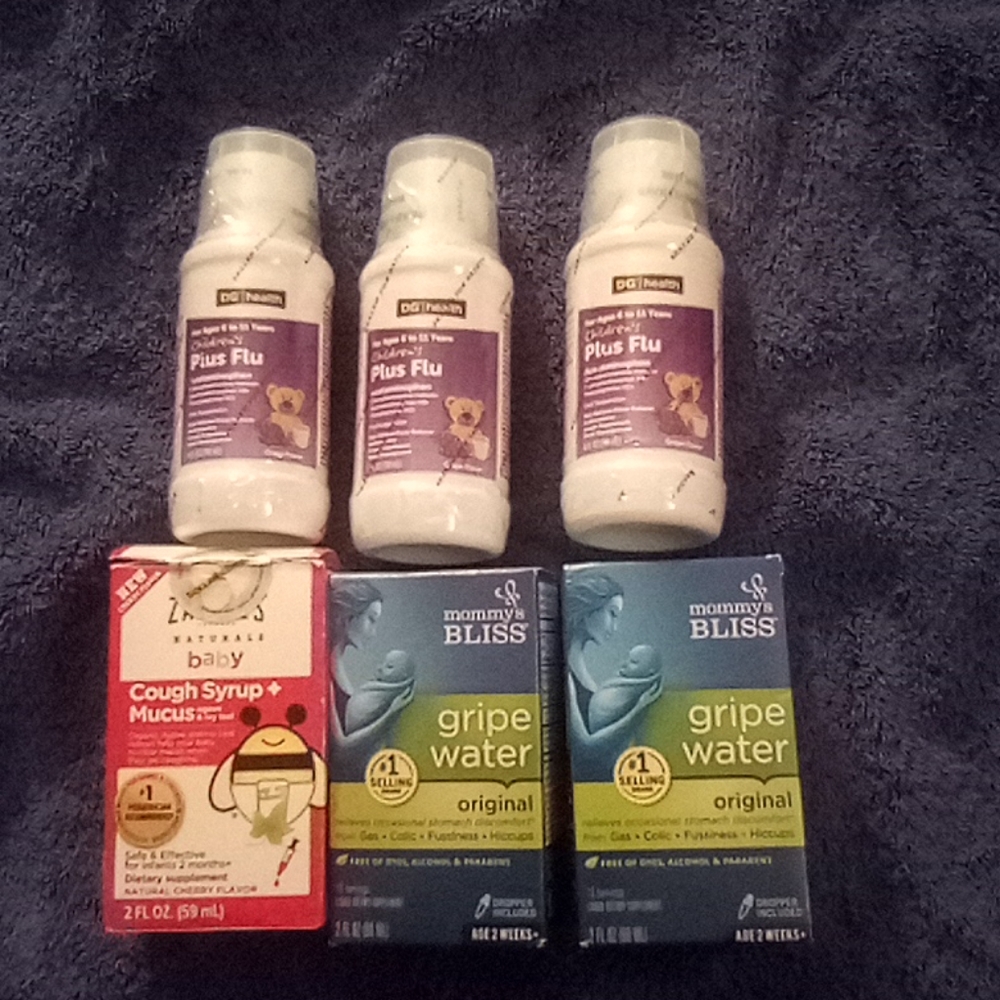 Children's flu syrup cough syrup and Mommy Bliss g